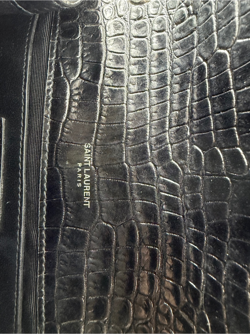 Saint Laurent Kate Monogramme Black Croc-Embossed Leather Bag with Tassel - Picture 8 of 11